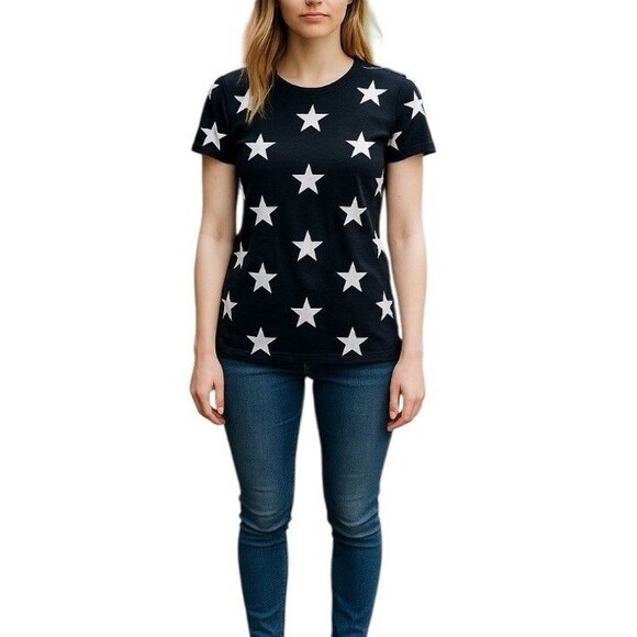 Reflex Life Is Out There Star Print T-Shirt Women’s Short Sleeves Black Sz Small - Picture 1 of 15